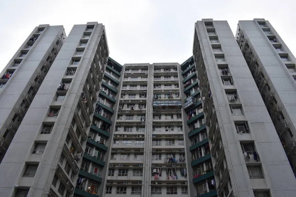 Plan Angle Bas Gratte Ciel Résidentiel Ville Hong Kong — Photo