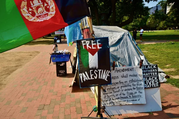 Znamení Svobodná Palestina Před Bílým Domem Washington — Stock fotografie