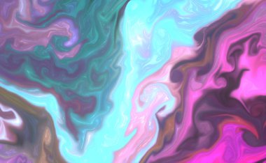 Hükmeden renkler olarak yeşil ve pembe renkli karışık asilik boyalar dizisi