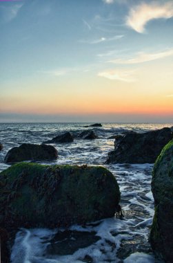 Wight Adası 'nda güzel bir günbatımı manzarası