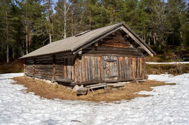 Norveç, Drammen 'de eski ve geleneksel bir Viking ahşap binası.