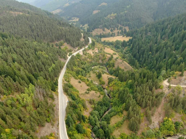 Uma Vista Aérea Dos Campos Florestais Campo Asenovgrad Bulgária — Fotografia de Stock