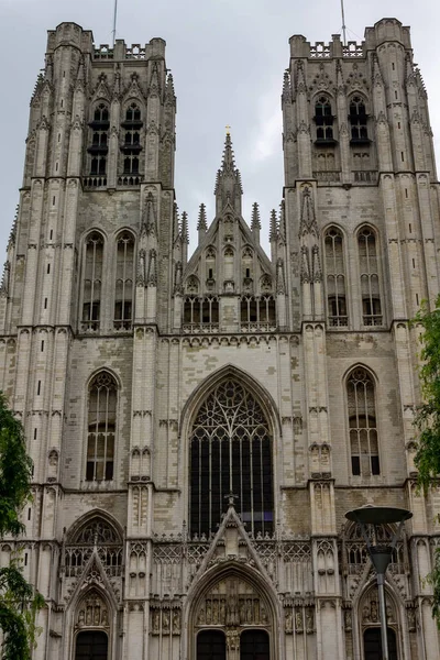Una Vertical Del Exterior Catedral San Miguel Santa Gúdula Bruselas —  Fotos de Stock