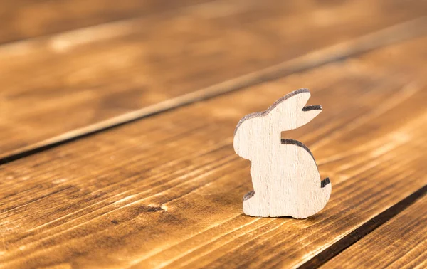 Easter Background Wooden Bunny Shape Wooden Table — Stock Photo, Image
