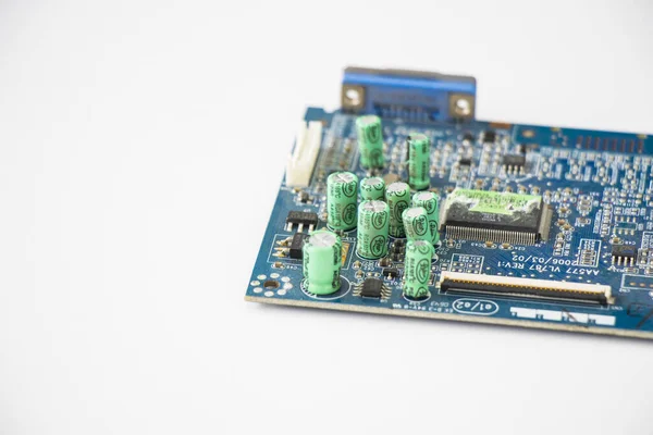 Detailní Záběr Elektronické Základní Desky Izometrického Procesoru Mikročipu — Stock fotografie