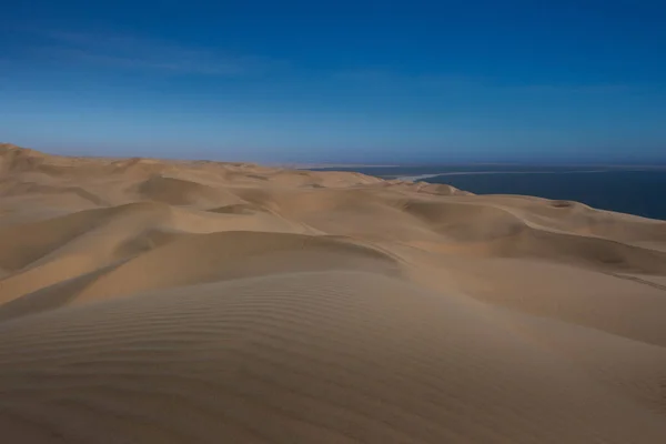 Het Uitgestrekte Woestijnlandschap Van Walvis Namibië Onder Een Heldere Hemel — Stockfoto