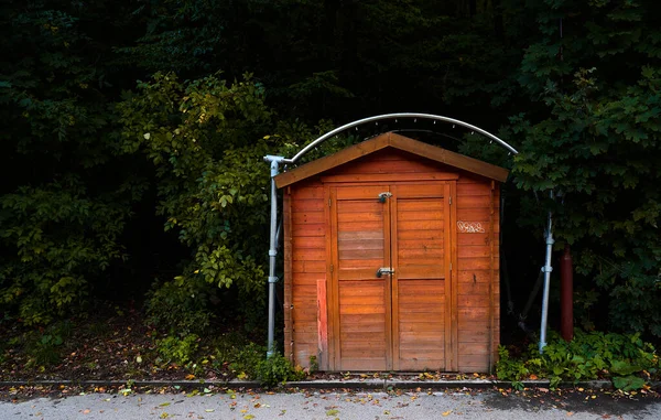 stock image A closeup of a wooden hut in the woods in Slovakia