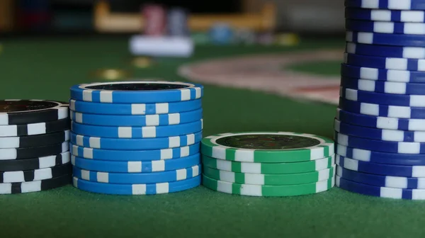 Zbliżenie Strzał Żetonów Pokerowych — Zdjęcie stockowe