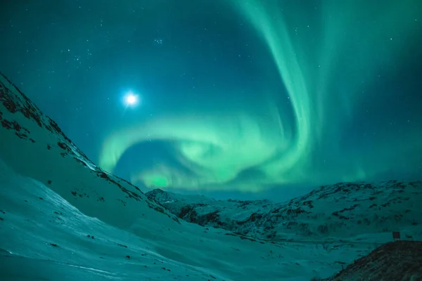 Fascinerande Landskap Scen Senja Norge Med Aurora Borealis Tema — Stockfoto