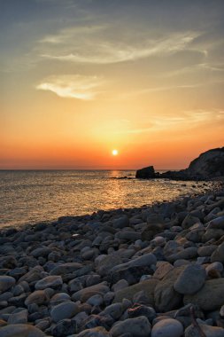 Wight Adası 'nda güzel bir günbatımı manzarası
