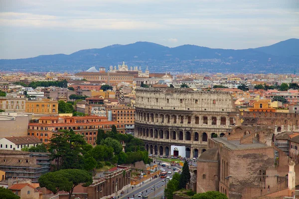 Flygfoto Över Rom Med Forum Romanum Och Colosseum Från Vittoriano — Stockfoto