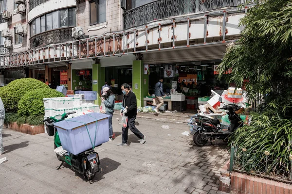 Covid Nedstängning Förberedelse Människor Samla Förnödenheter Shanghai Kina — Stockfoto