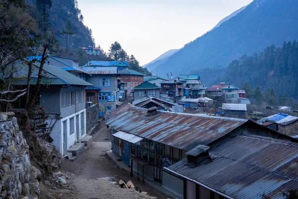 Küçük Himalaya Kasabası Lukla Nın Manzarası — Stok fotoğraf