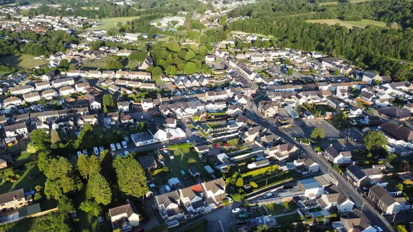 High Angle Shot Town Fields Daytime Swansea Valleys — Stock Photo, Image