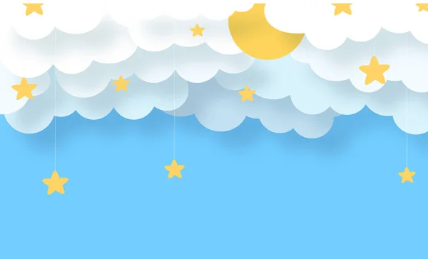 Uma Representação Desenho Animado Ilustração Lua Estrelas Nas Nuvens — Fotografia de Stock