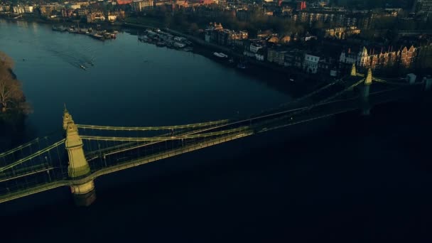 Letecké Záběry Bezpilotního Letounu Řece Temži Hammersmithu Zlatou Hodinu England — Stock video