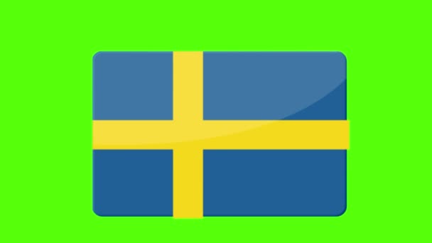 Digitale Beelden Van Vlag Van Zweden Verschijnen Het Groene Scherm — Stockvideo