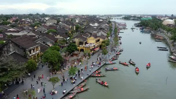 Uma Filmagem Drone Antiga Cidade Hoi Costa Central Vietnã — Vídeo de Stock