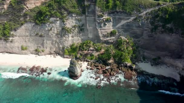 Letecký Pohled Pláž Diamond Nusa Penida Bali Indonésie — Stock video