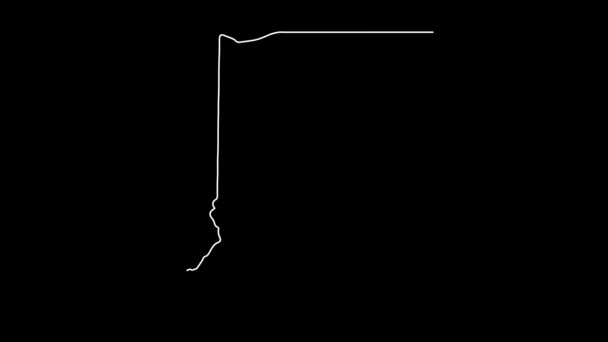 2次元州地図インディアナ州 インディアナ州地図ホワイトアウトライン アニメーション近くのインディアナ州地図アメリカ — ストック動画