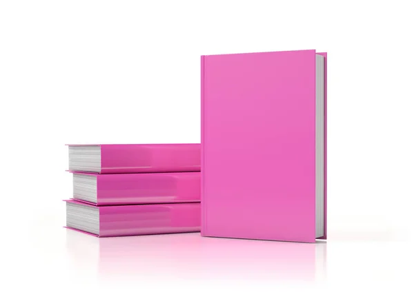Rendering Una Pila Libri Rosa Sfondo Bianco — Foto Stock