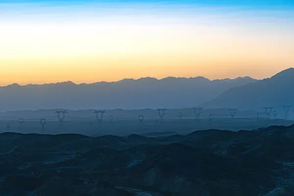 Ein Wunderschöner Sonnenuntergang Über Der Wüste Gobi — Stockfoto