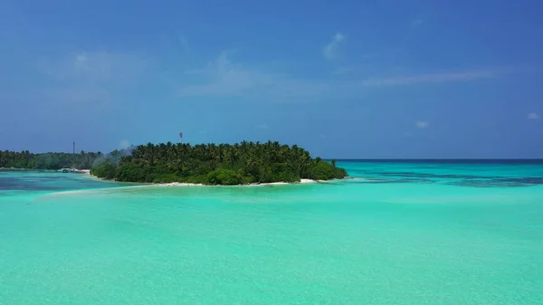 Drone Aéreo Disparado Uma Ilha Paradisíaca Nas Maldivas Lavado Pelo — Fotografia de Stock