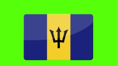 Barbados 'un ulusal bayrağı yeşil ekranda görünüyor.