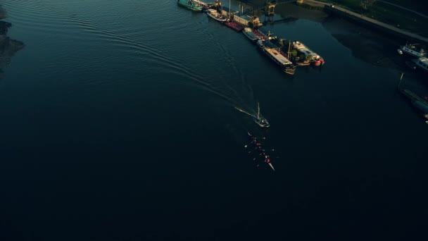 Luchtfilmische Drone Beelden Van Thames Rivier Hammersmith Het Gouden Uur — Stockvideo