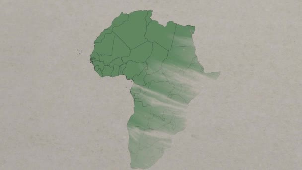 Χάρτης Που Δείχνει Την Μποτσουάνα Από Ψηλά Μεγεθύνεται Μποτσουάνα Τοποθεσία — Αρχείο Βίντεο