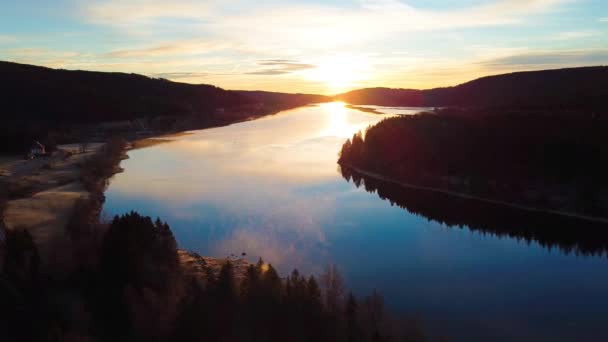 Eine Luftaufnahme Eines Schönen Meeres Wald Schluchsee Deutschland — Stockvideo