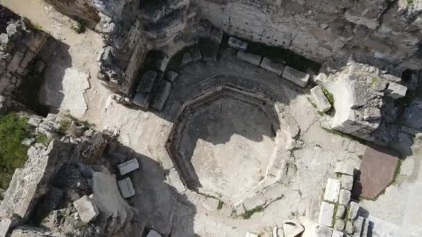 北キプロスのファマグスタにあるサラミス遺跡の空中写真 — ストック動画