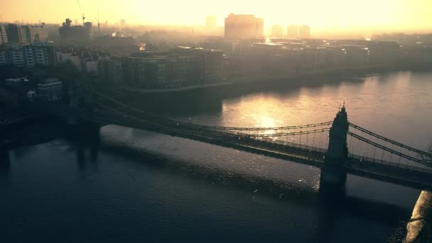 Съемки Воздушного Кинематографа Темзе Хаммерсмите Золотой Час Англия Великобритания — стоковое видео