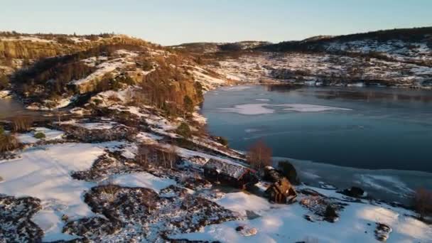 Eine Luftaufnahme Der Berge Den Fjorden Norwegen — Stockvideo