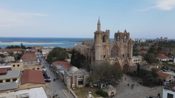 Uma Filmagem Aérea Mesquita Lala Mustafa Pasha Famagusta Chipre — Vídeo de Stock