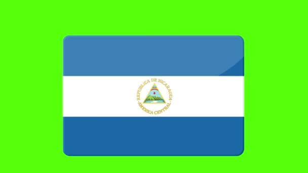 Den Digitala Bilder Flaggan Nicaragua Poppar Upp Den Gröna Skärmen — Stockvideo