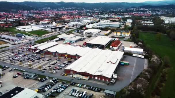 Vista Aérea Distrito Industrial Wernigerode Harz Alemanha — Vídeo de Stock