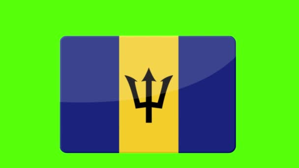 Bendera Nasional Barbados Muncul Layar Hijau — Stok Video