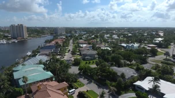 Вид Воздуха Пристань Sunny Isles Marina Множеством Зданий Майами Флорида — стоковое видео