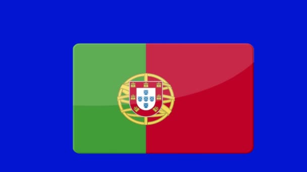 Die Portugal Flagge Erscheint Auf Blauem Bildschirm — Stockvideo