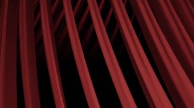 Siyah bir arkaplanda 3 boyutlu bir animasyonda dönen kırmızı akıcı perdelerin görüntüsü