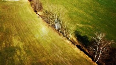 Güneşli bir günde güzel bir tarlanın havadan görünüşü