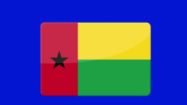 出现在蓝色屏幕上的几内亚比绍国旗的数字视频 — 图库视频影像
