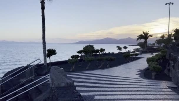 Malebný Pohled Přírodu Fuerteventuře Španělsko Puerto Del Carmen Během Západu — Stock video