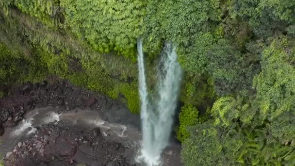Drone Envoûtant Une Cascade Lombok Island Indonésie Printemps — Video