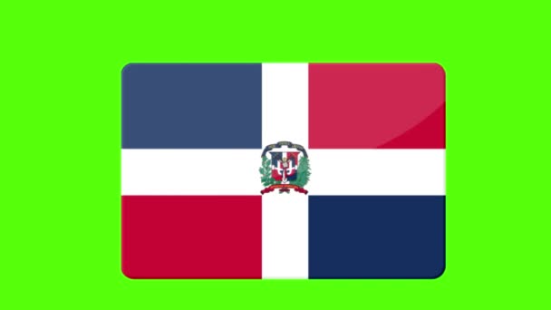 Bandera Nacional República Dominicana Que Aparece Pantalla Verde — Vídeo de stock