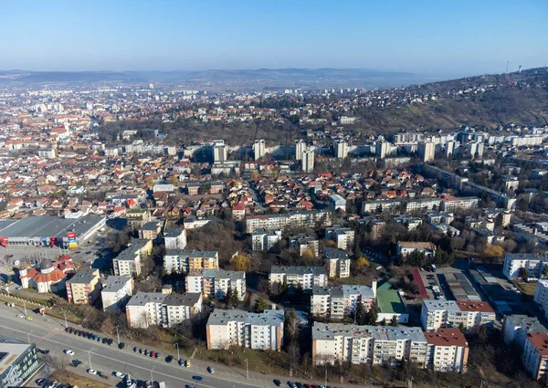 Una Vista Aérea Del Paisaje Urbano Targu Mures Rumania —  Fotos de Stock