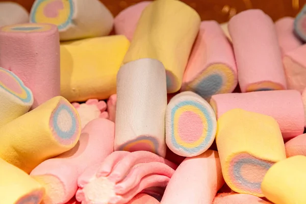 Closeup Stack Colorful Delicious Marshmallows — Stock Photo, Image