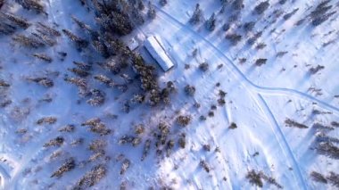 Trysil 'in kışın Norveç' teki insansız hava aracı görüntüsü