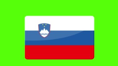 Slovenya bayrağının dijital görüntüleri yeşil ekranda beliriyor.